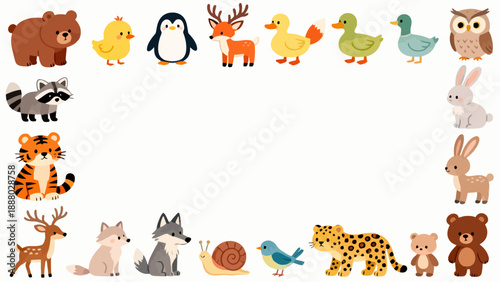 Cartoon animal border design