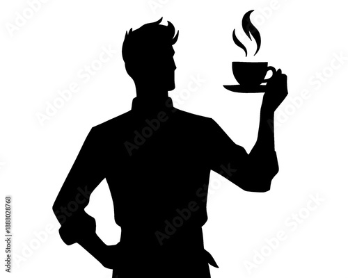 silhouette of a barista holding coffee
