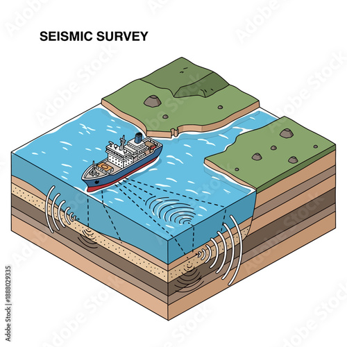 Seismic Survey Ship Exploring Underwater Geological Formations.