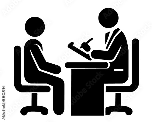 Silhouette of a patient having a health check with a doctor, simple design image, vector illustration
