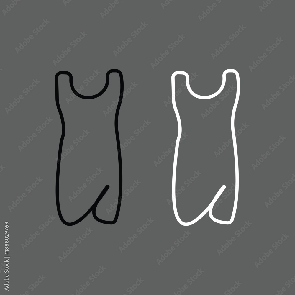 Obraz premium Sleeveless Bodysuit and Tank Top Outline Icons
