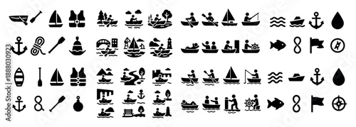 Nautical and boating icon set