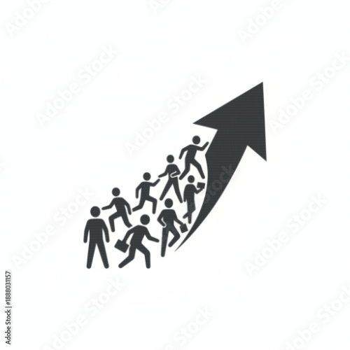 Business Team Climbing Upward Growth Arrow Success Icon