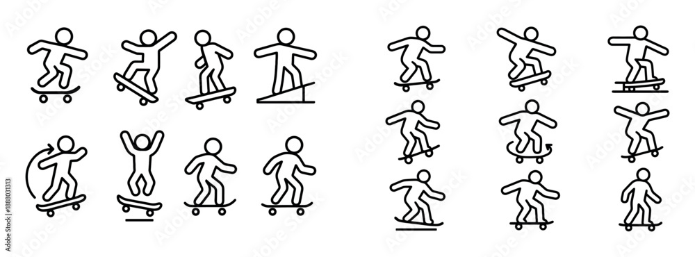 Naklejka premium Skateboarding Icons Set