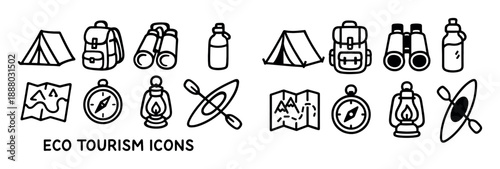 Eco Tourism Doodle Icons