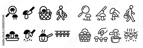Mushroom Picking Icons