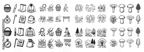 Black and white outdoor activity icons