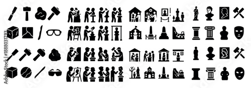 Silhouette art of diverse human activities