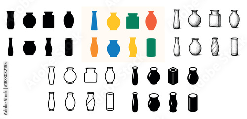Colorful and monochrome vase designs
