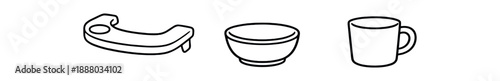 black and white outline high chair tray small bowl cup with handle