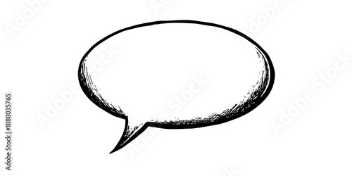 Hand-drawn speech bubble, empty, isolated on white background