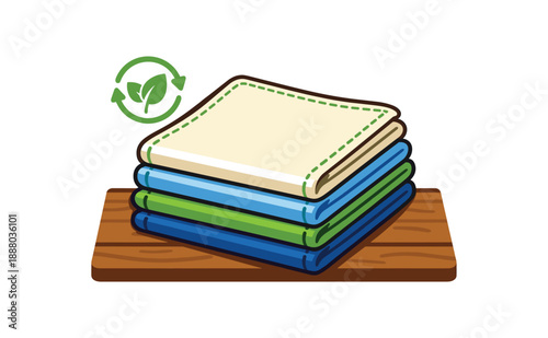 full color flat icon reusable cloth napkins stacked on table instead of paper napkins