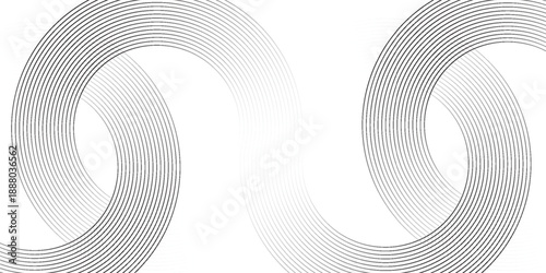 Abstract white background with black circle rings. Black circle lines pattern. Futuristic technology concept. Suit for cover, poster, banner, brochure, header, website