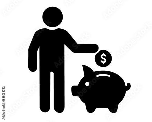 Illustration of treasure collecting, hoarding money, vector illustration.

