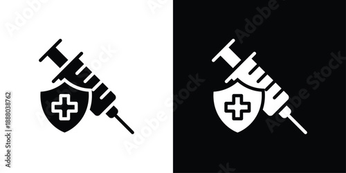 Vaccination Icon Sheet Black And White