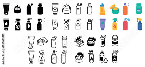 Variety of skincare and cleaning product icons