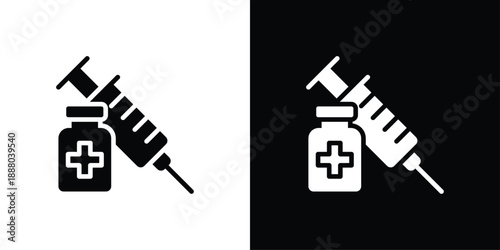 Immunization Icon Sheet Black And White