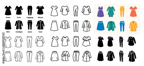 Fashion outfits: dresses, tops, bottoms