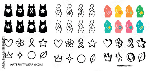 Maternity wear icons and symbols collection