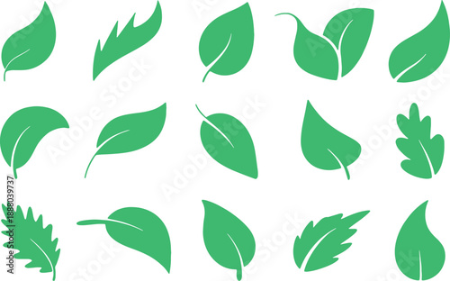 Minimal Green Leaf Icons for Organic Branding and Eco Friendly Design
