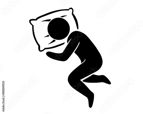 Illustration of a sleeping person, black and white image, vector illustration.
