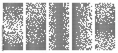 Abstract pixel burst shape with geometric square dots fading away. PNG Digital disintegration texture for technology, art and conceptual design projects