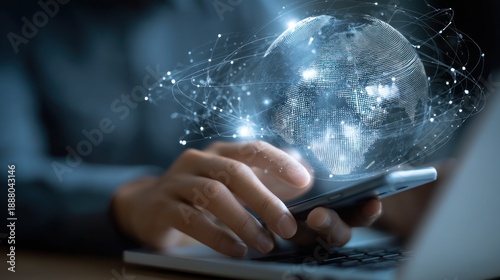 Connected globe over smartphone display