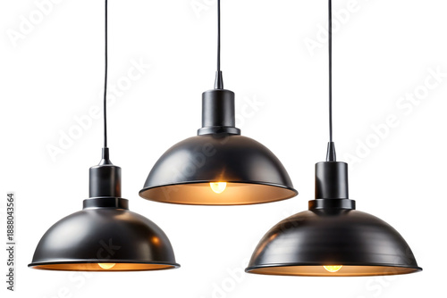 Set of modern black hanging lamps, isolated on white background.png