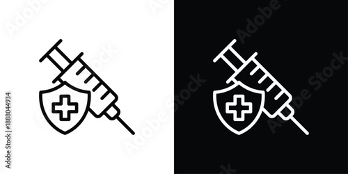 Vaccination Icon Sheet Black And White