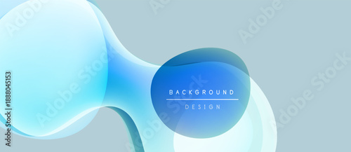 Abstract blue shapes overlap, creating flowing design. Light background complements vibrant color scheme. Modern, clean aesthetic.