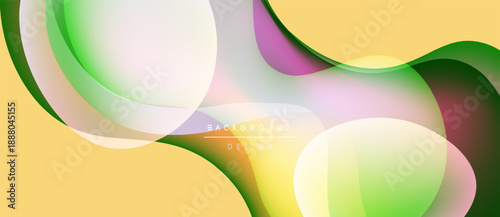 Abstract fluid shapes, vibrant colors blend. Soft gradients create dynamic background design. Modern aesthetic, smooth curves dominate composition.