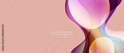 Abstract design features flowing shapes, soft colors. Peach background complements vibrant pinks, purples, oranges. Minimalist text reads background design.
