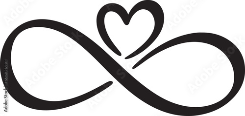 Elegant infinity symbol embracing a small heart on transparent background design element