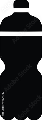 Simple black silhouette of a plastic water bottle
