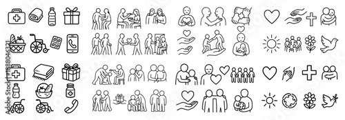 Healthcare and community support icon set
