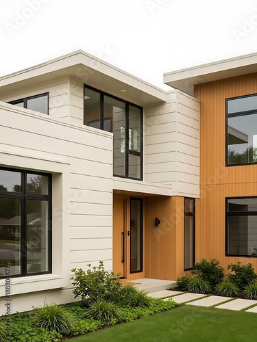 Geometric facade of an elegant home showcasing modern design elements