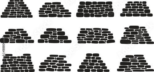 Collection of various stone wall textures and patterns