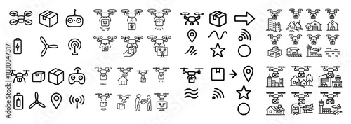 Drone delivery and communication icons