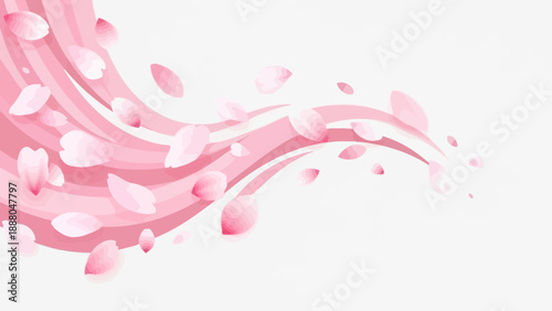 Pink Cherry Blossom Petals Flowing on Gentle Waves, Springtime Floral Abstract