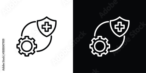 Preventive Strategy Icon Sheet Black And White
