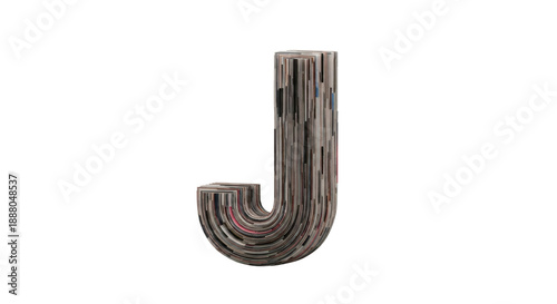 Letter J Magazine Cutout Alphabet – Real Paper Typography for Stop Motion and Editorial Design | High Definition | PNG image with transparent background