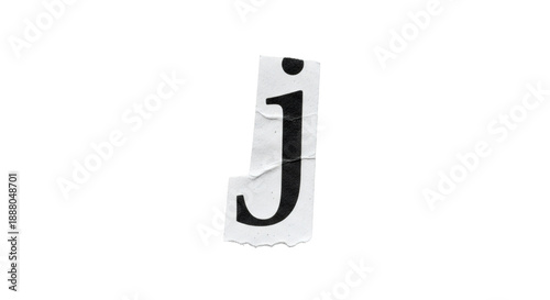 Letter J Magazine Cutout Alphabet – Real Paper Typography for Stop Motion and Editorial Design | High Definition | PNG image with transparent background