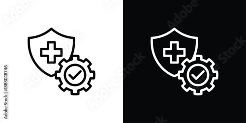 Preventive Action Icon Sheet Black And White