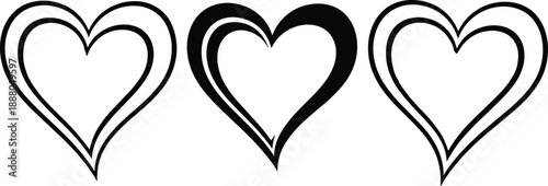 Heart, Hearts, Love, Romance, Symbol, Outline, Minimal, Simple, Decorative, Design, Icon, Graphic, Illustration, Vector, Valentines, Wedding, Affection, Relationship, Emotion, Concept
