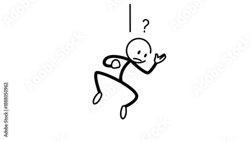Simple stick figure character with a puzzled expression and a question mark above its head.