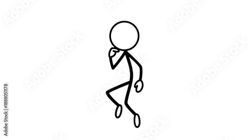 Simple stick figure running with hand on chin in contemplation.