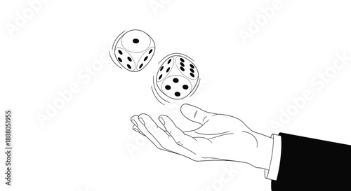 Hand of businessman throwing two dice in the air