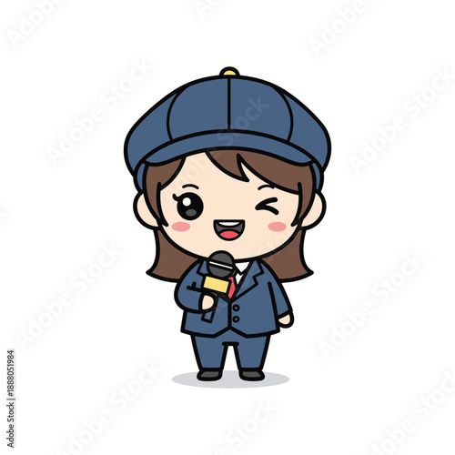 Cute Reporter Girl in Action