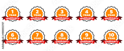 Warranty year with checklist label icon set. Guarantee vector icon.