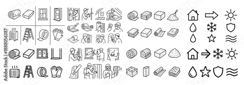 Home insulation icons and tools guide